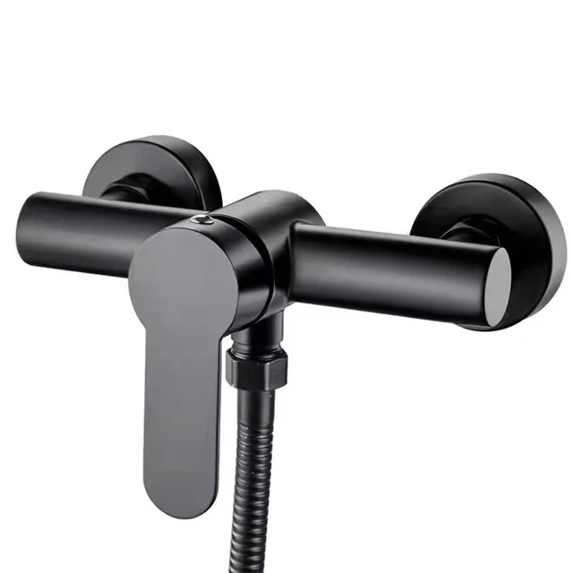 mitigeur douche Robinet de buse en acier inoxydable, montage mural noir – Image 6