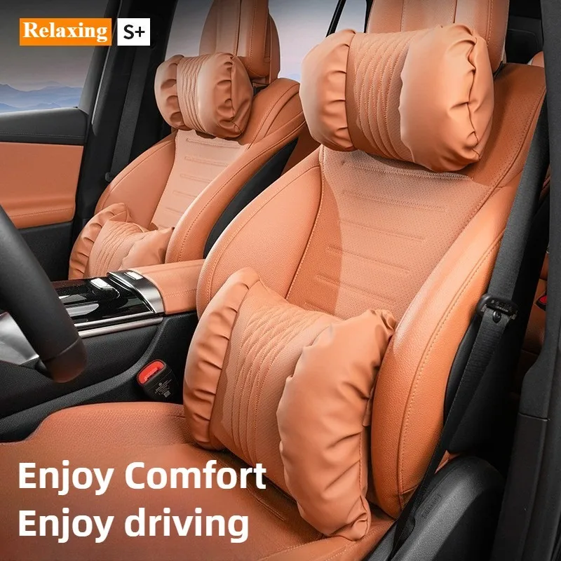 Cuscino Lombare In Pelle Nappa Per Auto – Supporto Per Sedile, Adatto Per Mercedes Maybach S-Class E Altri, Nero