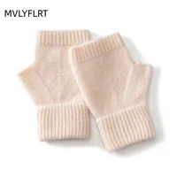 Вязаные перчатки из 100% мериносовой шерсти для мужчин и женщин, зимние теплые варежки без пальцев, унисекс — изображение 4