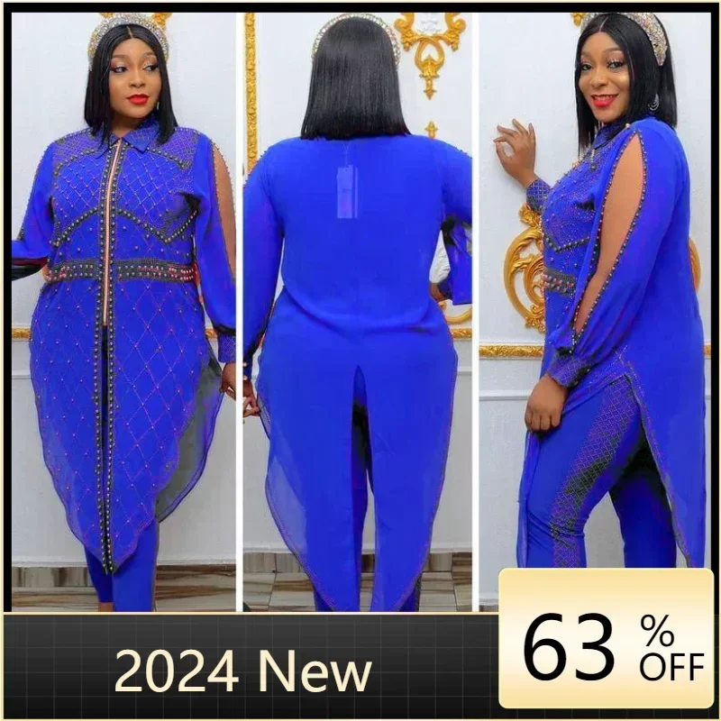 

Autumn African Women Long Sleeve Dashiki Two Pieces Sets Top and Long Pant African Clothes Women African Suit