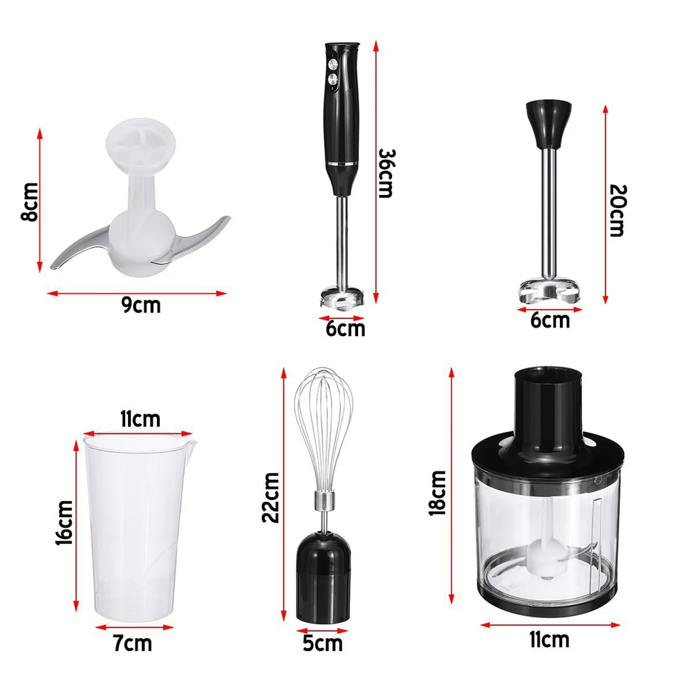 4-in-1 2 Speeds Handheld Immersion Hand Blender Set With Mixing Beaker Chopper Whisk For Smoothies Food Soups