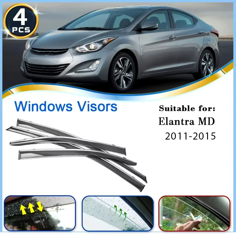 Window Visor For Hyundai Elantra MD 2012 Accessories Avante i35 Elantra 2011-2015 Rain Guard Deflector Awning Trim Rain Shield