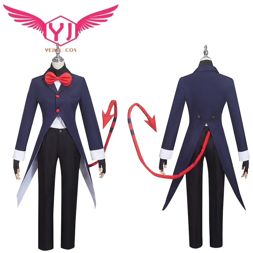 Anime Helluva Boss Moxxie Cosplay Costume Party With Tail Outfit Halloween Carnival Men Uniform Suit