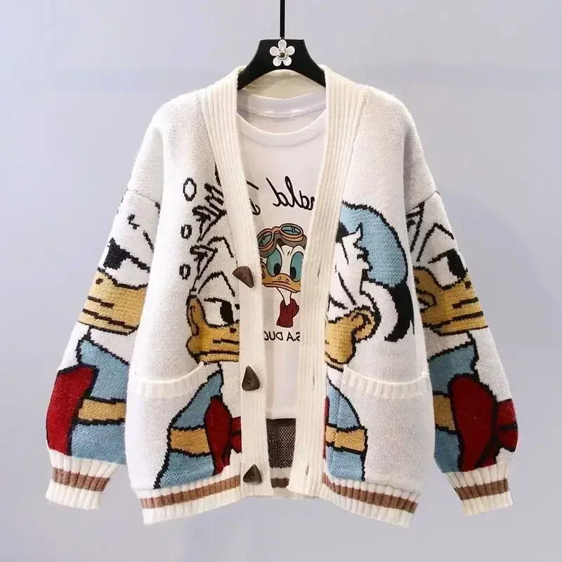 Donald Duck Women's Spring and Autumn Versatile Knitted Cardigan