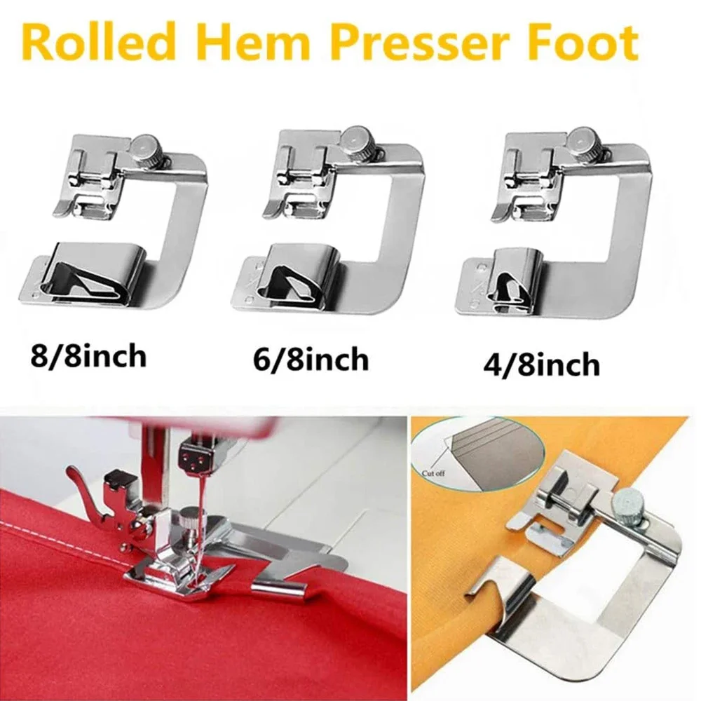 Sewing Machine Presser Foot Rolled Hem For Brother Singer