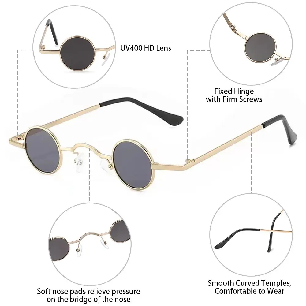 Metal Frame Round Sunglasses for Men and Women