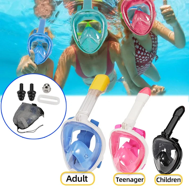 Underwater Snorkeling Diving Mask Set Full Face Children Swimming Mask Scuba Diving Respirator Masks Anti Fog Safe Breathing for Kids Adult