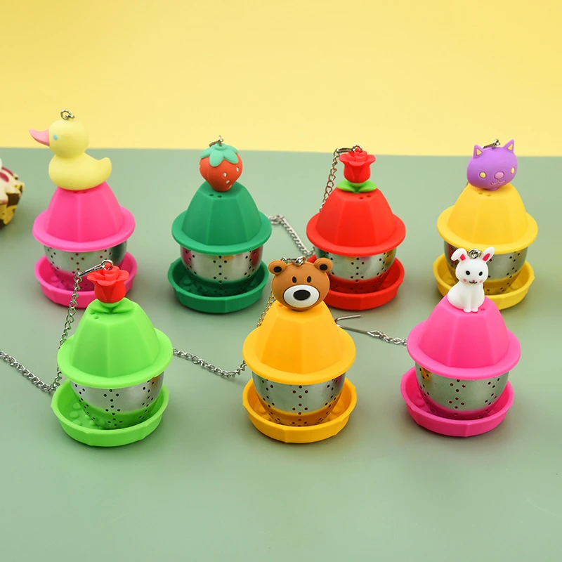 Tea Infuser Silicone Stainless Steel Tea Ball Leaf Strainer Brewing Device Herbal Spice Filter Sieve Kitchen Accessories