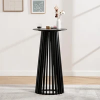 43.5" High Black Round Bar Table with Geometric Base, Modern Cocktail Table for Kitchen Dining Room Coffee Shop 2