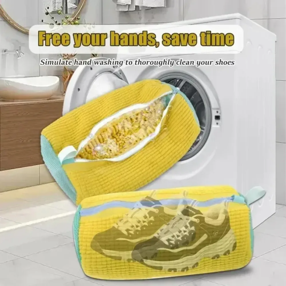 Laundry Bag 1/2X Wash Shoes Bag Padded Net Laundry Shoes Protector Fluffy Fibers Polyester Washing Machine Laundry Drying Storage Bags