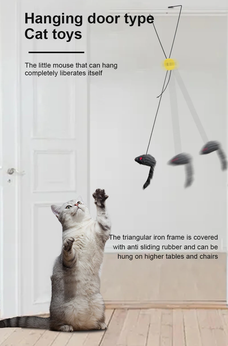 Simulation Mouse Cat Toys Retractable Hanging Door Type Cat Scratch Rope Mouse Funny Self-hey Interactive Mouse Toy Pet Supplies