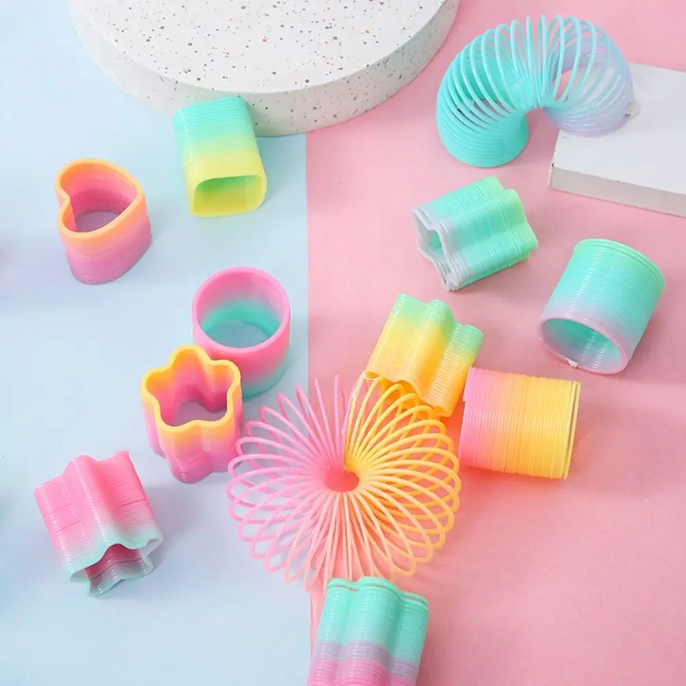 5pcs Multi-Shape Rainbow Magic Springs Toys Kids Boys Girls Plastic Creative Spring Coil Birthday Party Favors