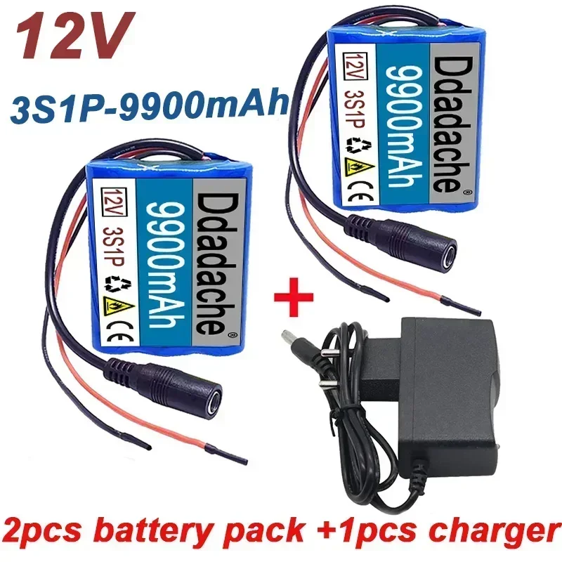 

Free shipping new 3S1P protection board 12V 9900mAh battery pack 18650 LI-ION battery 12.6V super charging battery+charger