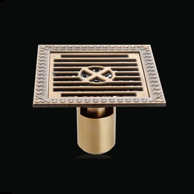 Description Picture 5 of itemEuro Floor Drains Antique Brass Shower Floor Drain Bathroom Deodorant Euro Square Floor Drain Strainer Cover Grate Waste