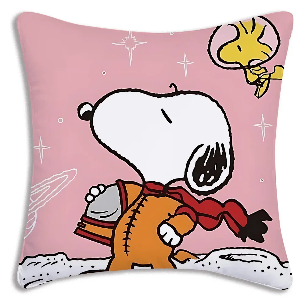 Funny Cartoon Snoopys Pillow Covers Cartoon Sofa Decorative Home Double-sided Printing Short Plush Cute Cushion Cover
