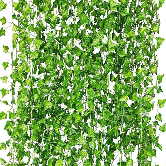 12PC Artificial Plants Ivy Greenery Garland Christmas Green Leaf Hanging Fake  Vine for Home Garden Wedding Party Wall Room Decor - AliExpress