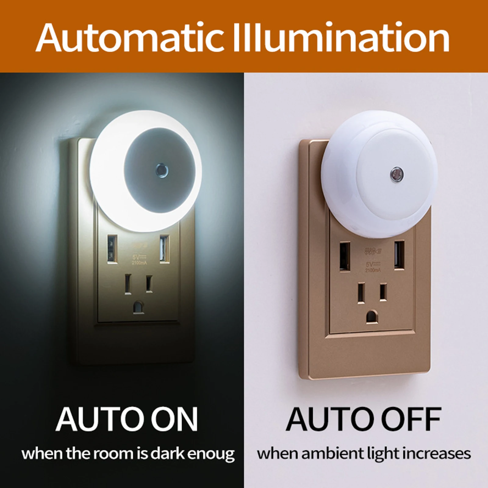Sensor bedside lamp wall lamp eye Plug in Night light intelligent light control care energy-saving lamps Home night
