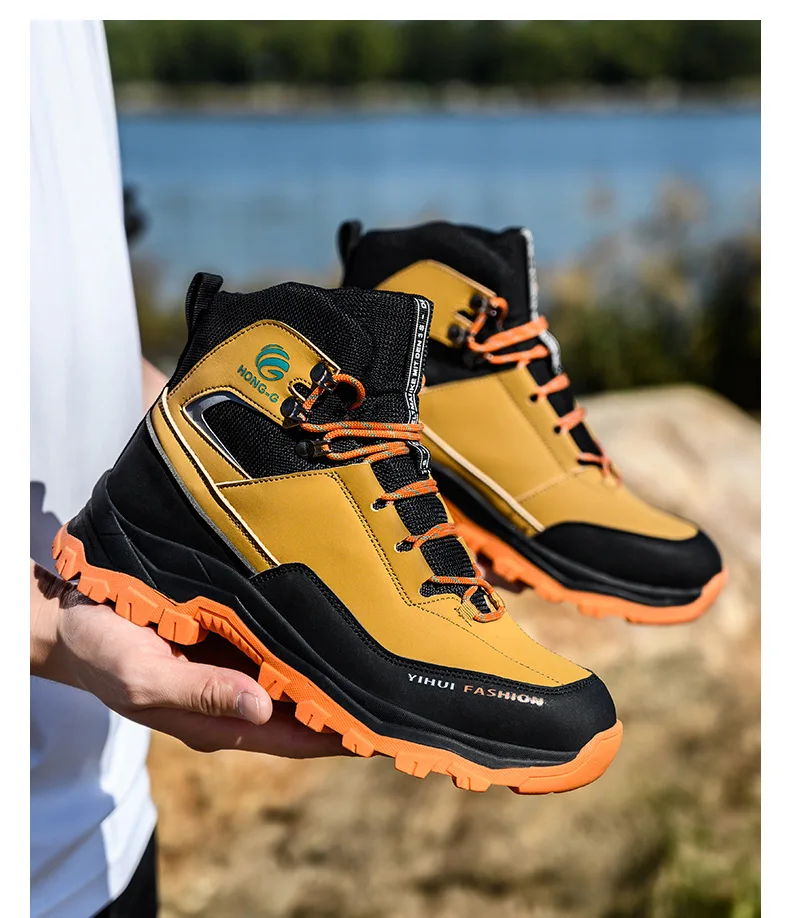 Waliantile Men Safety Boots For Welding Industrial Working Shoes Anti-smashing Steel Toe Waterproof Safety Indestructible Boots