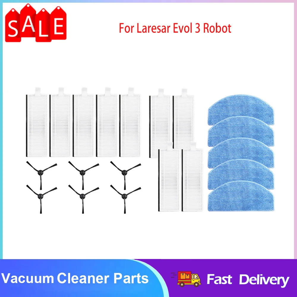 

Side Brushes Filter Mop Pad Fit For Laresar Evol 3 Robot Vacuum Cleaner Spare Parts Washable Reusable Mop Cloths