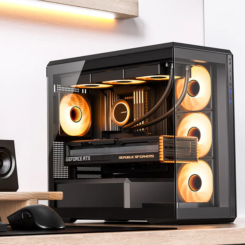 Jonsbo D301 M-ATX ITX Case Pillarless Sea View Room Desktop Computer Chassis 360 Water Cooler Type-c USB Interface 10 Fan Slots