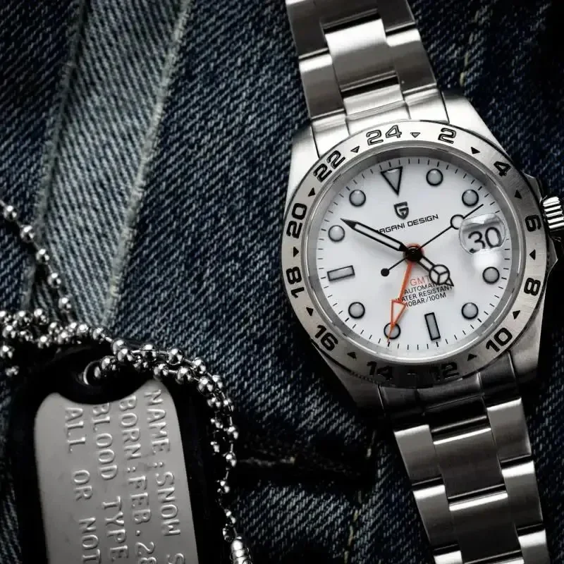 Mechanical Watch PAGANI DESIGN NH34 Men's Sports Automatic GMT Sapphire Stainless Steel Waterproof 10Bar BGW-9