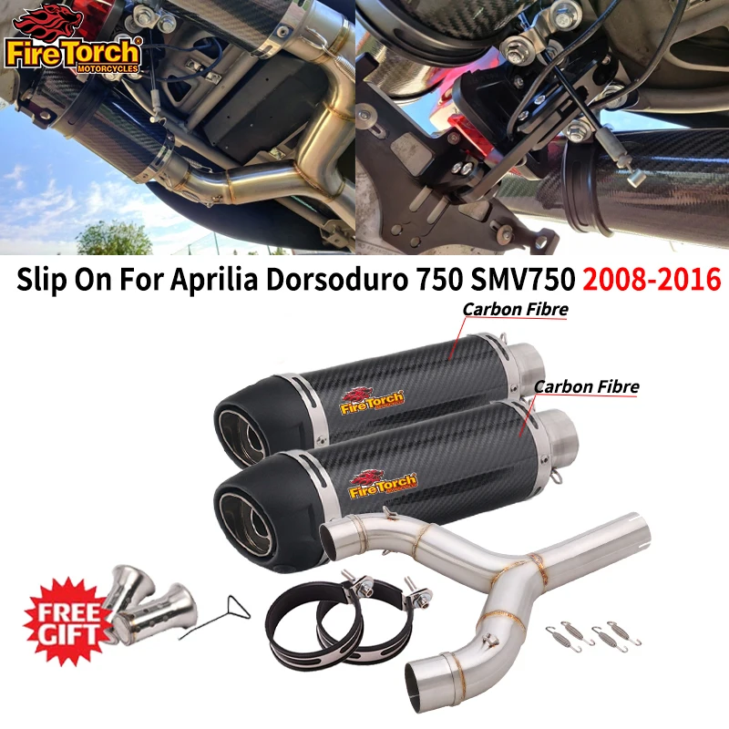 

Slip for Aprilia Dorsoduro 750 2008-2016 Smv750 Smv 750 Dorsoduro Dd750 Mid Pipe Espace Moto Connect Carbon Fiber 51Mm Muffler