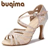 Latin Dance Shoes Rhinestone Wedding Shoes Indoor Shoes Sole High Heel Low Heel 2