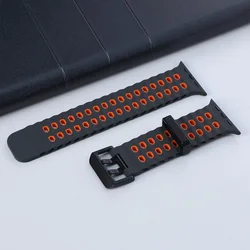 Breathable Silicone Sports Strap for Smartwatches (49mm, 46mm, 45mm) (B - grey orange)