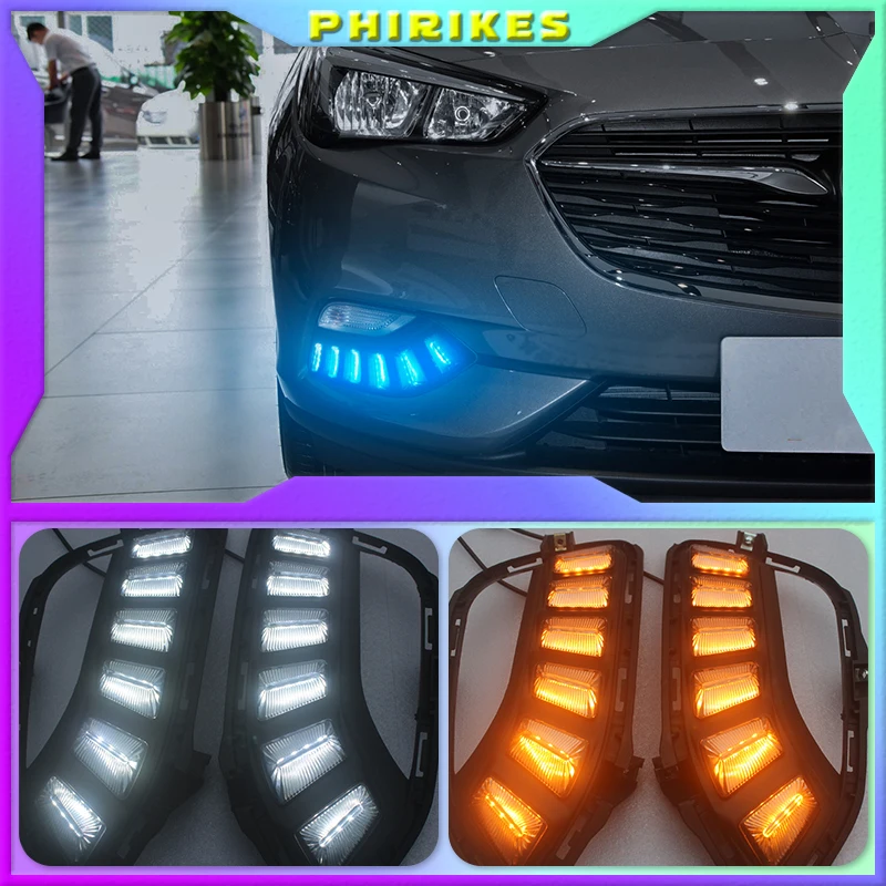 

2pcs For Buick Excelle 2018 2019 White yellow blue Front Fog Lamp Day Light LED DRL daytime running light