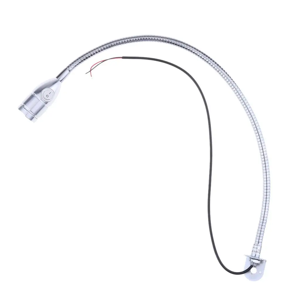 Boats RV Reading Lamp LED Bed Lights Wall-Mounted Beside Lamps Wired Sconce Lamp 12V / 3W / 6000K Gooseneck Length 50cm Boat Reading Lamp
