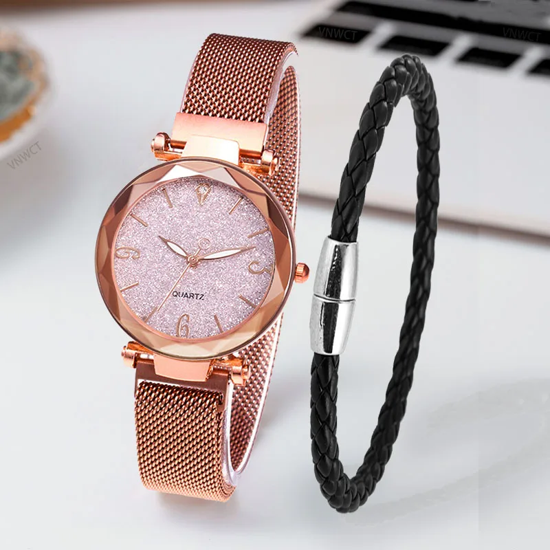 

New Womenes Starry Sky Women Watch Fashion Elegant Magnet Buckle Bracelet Gold Ladies Wristwatch Luxury Female Watches