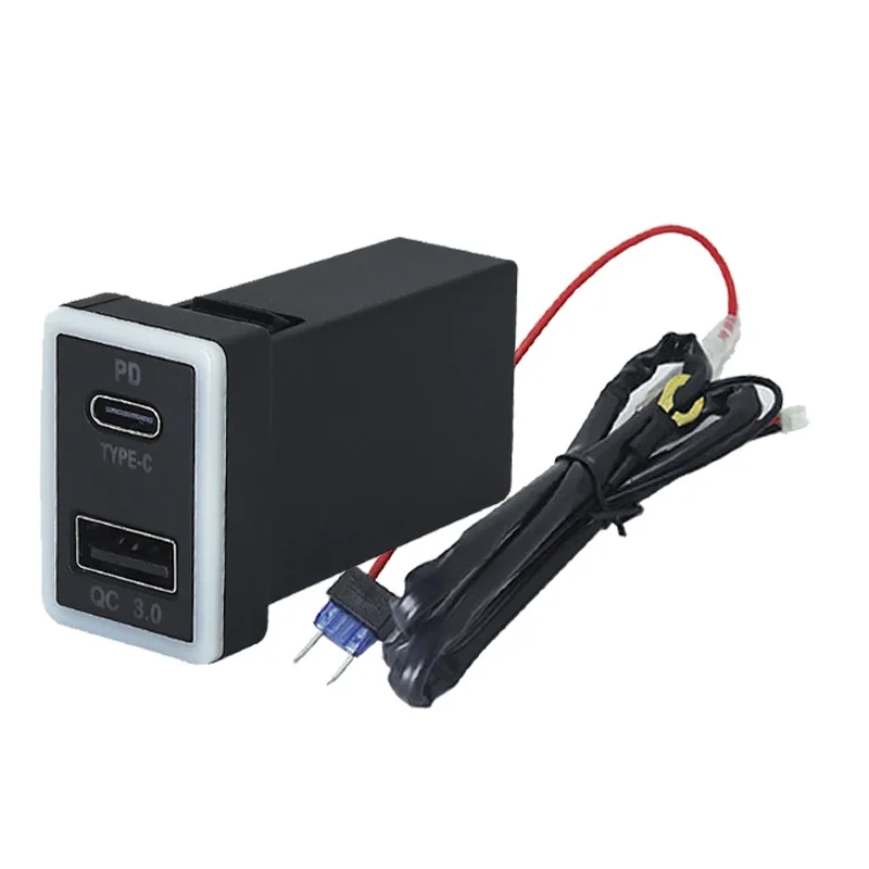 Adattatore Per Auto Adattatore Bluetooth Per Auto Caricatore USB Per Auto QC3.0 e Type-C PD 7 Colori Retroilluminati a LED Adattatore Bluetooth Per Auto Con Caricatore USB Doppio Per Auto