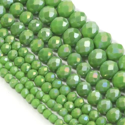 Round Faceted Colorful Glass Beads for Jewelry Making and DIY Projects (Olive Green)