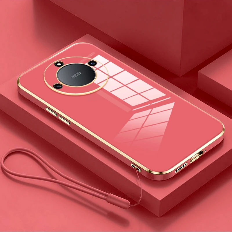 Magic5lite Luxury Plating Lanyard Silicone Case For Honor Magic 5 6 Magic5 Magic6 Lite X9a X9b 90 70 Pro Shockproof Soft Cover_voghion.com