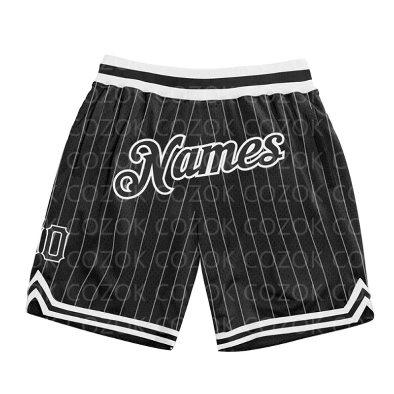 Custom Black Orange Authentic Basketball Shorts 3D Printed Men Shorts Name Mumber Quick Drying Beach Shorts