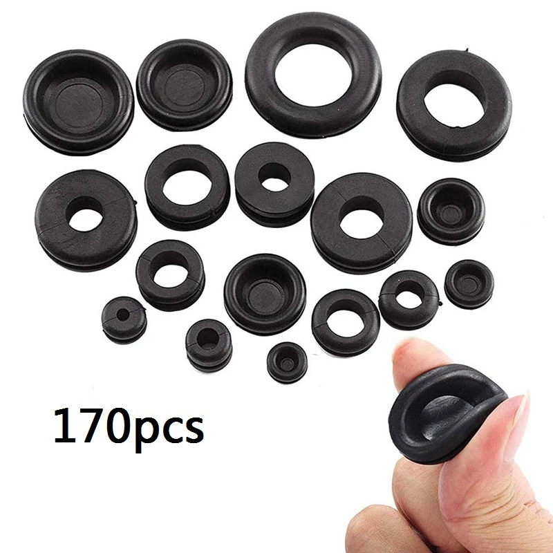 

Black Rubber Grommet Firewall Hole Plug Retaining Ring Set Car Electrical Wire Gasket Kit For Valve Water Pipe tools set