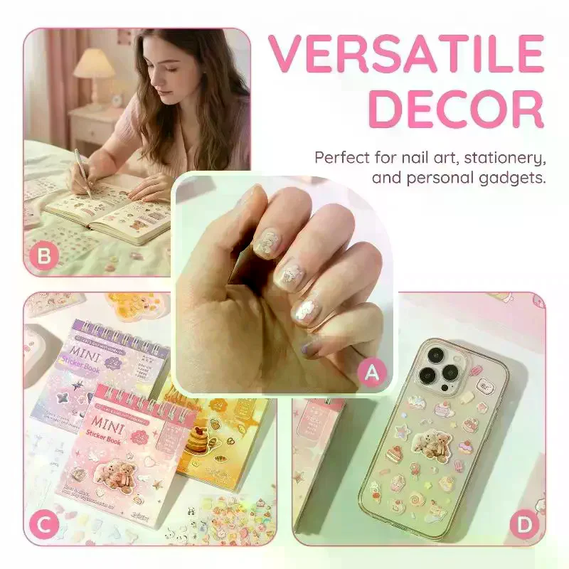 24 Pezzi/Pacco Adesivi Decorativi Kawaii per Scrapbooking, Collage e Diario, Decorazioni Carine per Artigianato