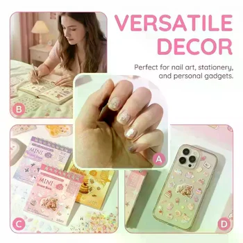 24 Pezzi/Pacco Adesivi Decorativi Kawaii per Scrapbooking, Collage e Diario, Decorazioni Carine per Artigianato