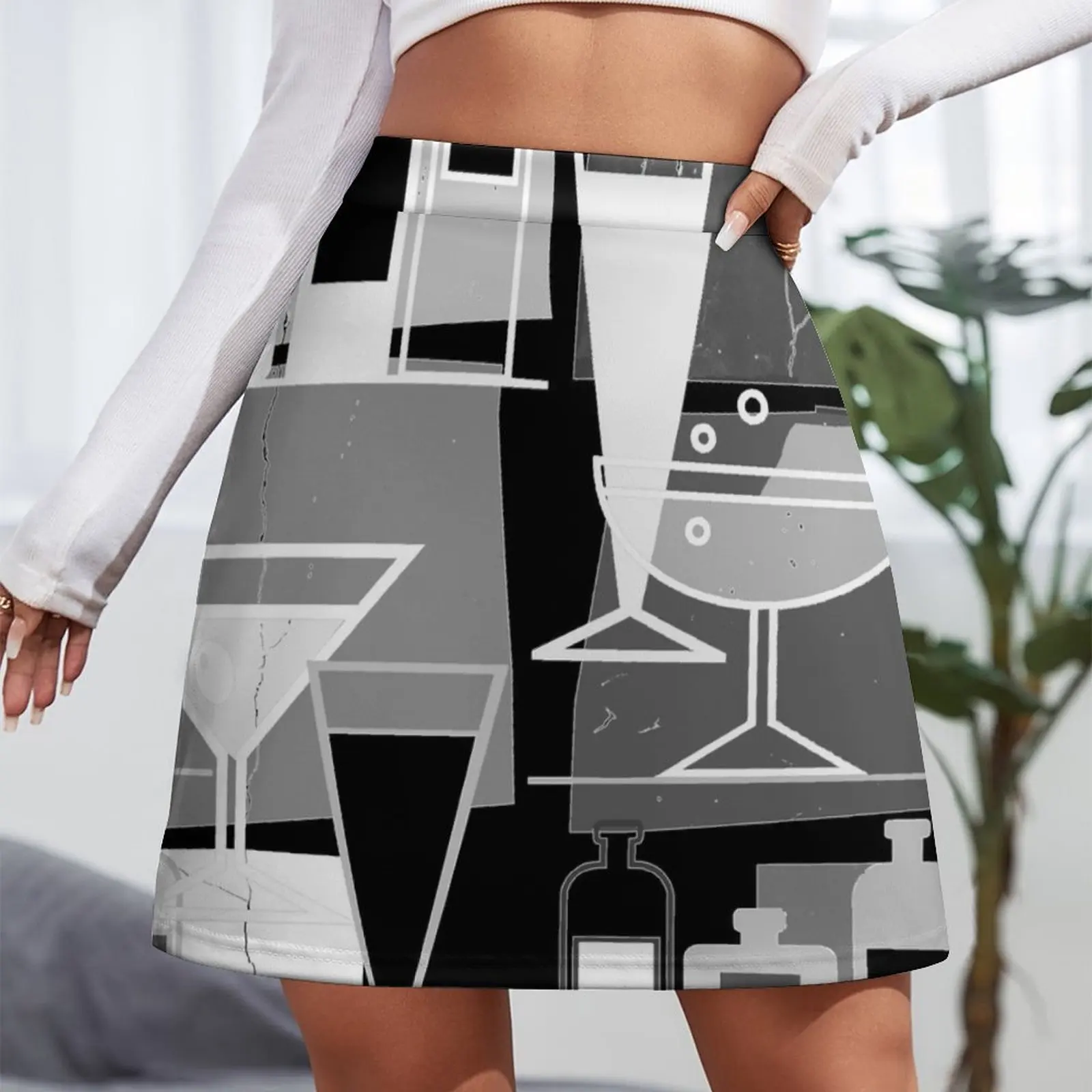 Op Art Bar Mini Skirt Skort for women short skirts for women Kawaii sexy short mini skirts
