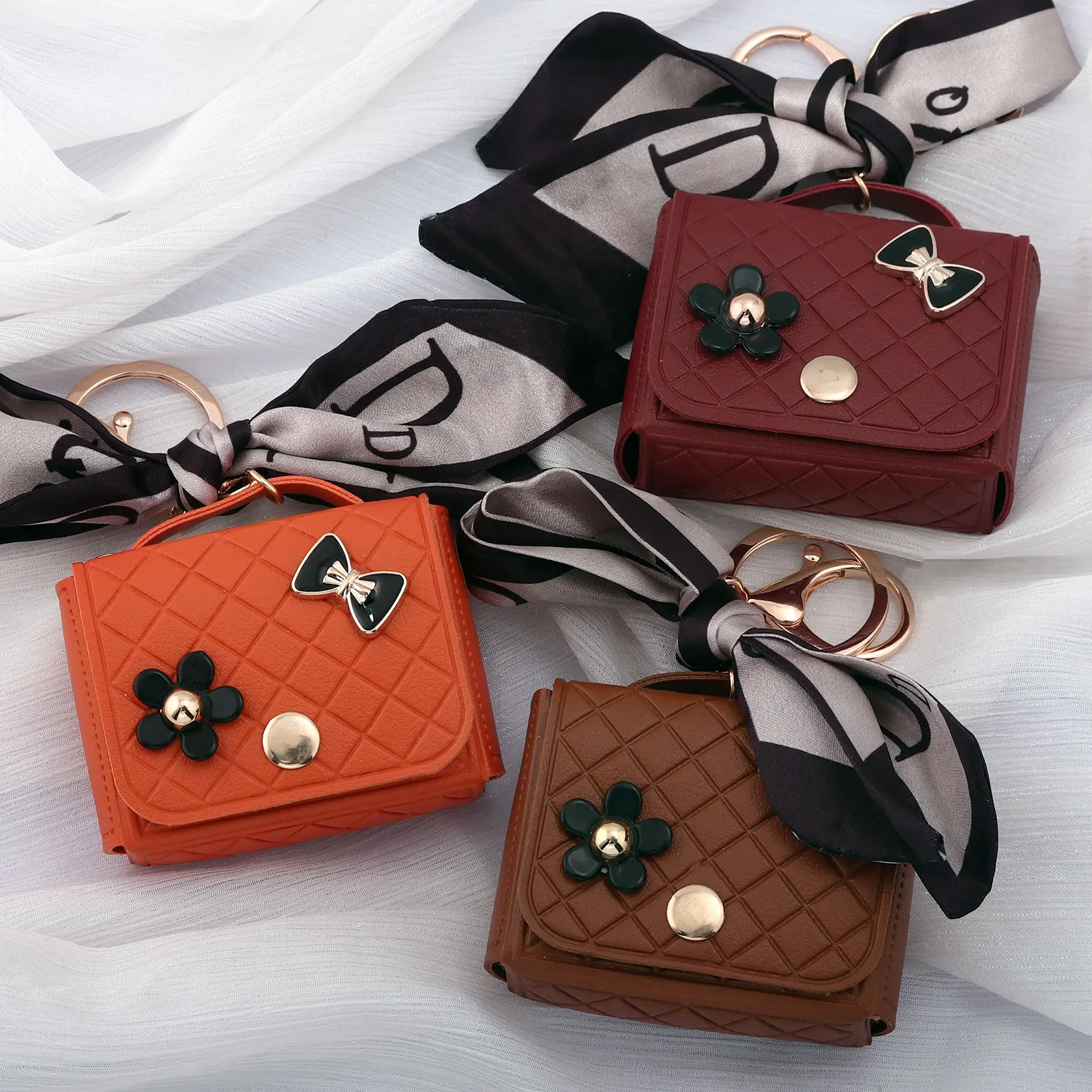 Fashion Leather Earphone Storage Bag Mini Creative Keychain