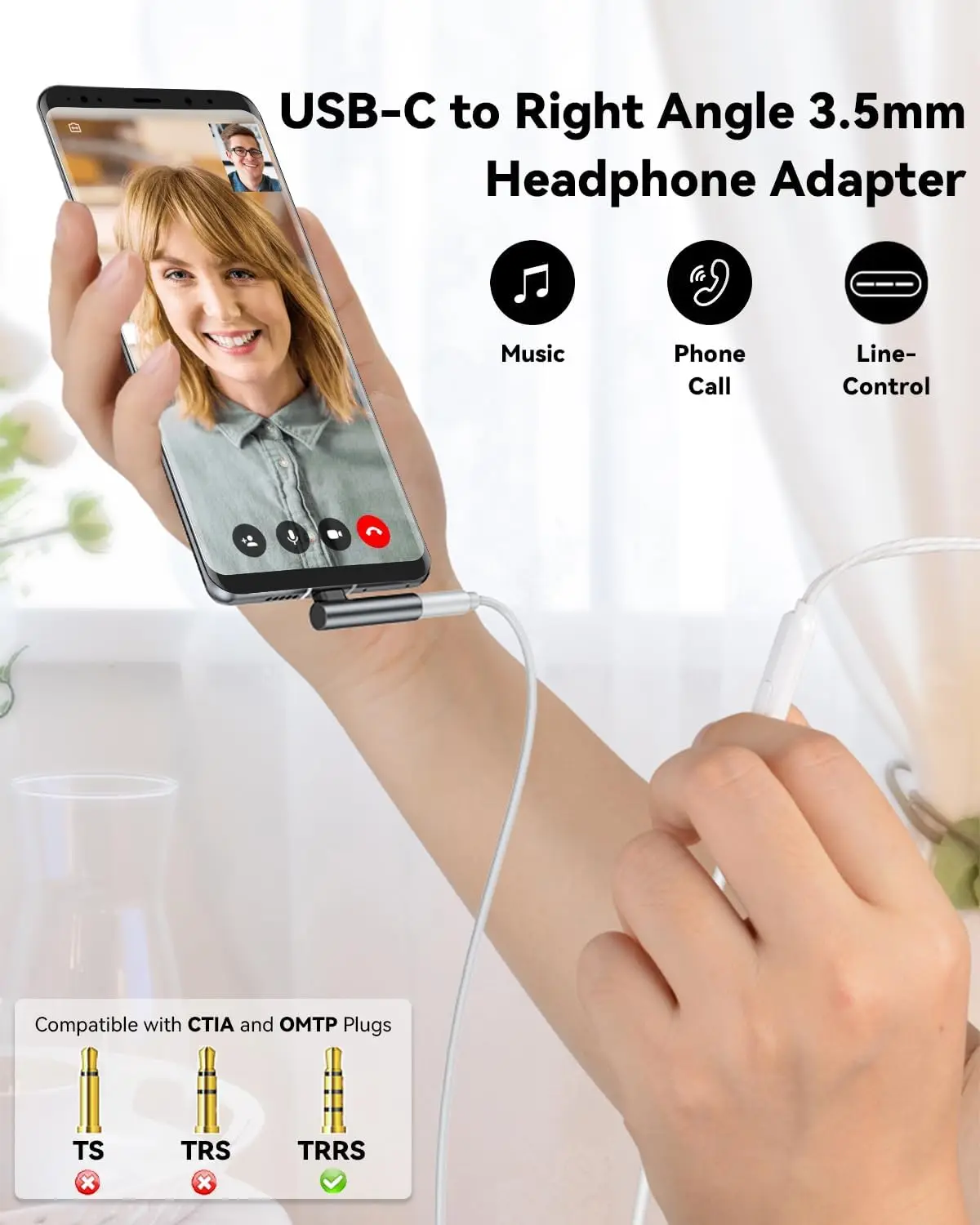 Right Angle USB-C to 3.5mm Headphone Aux Adapter