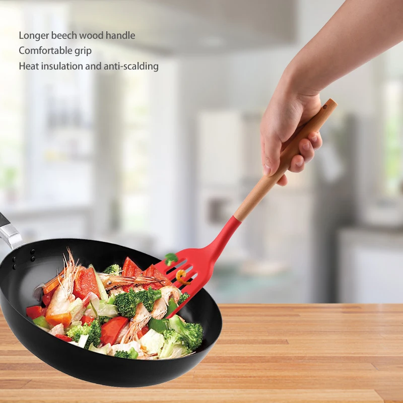 Silicone Turners Gadgets Spatula Egg Fish Frying Pan Scoop Fried Shovel Slotted Turners kitchen utensils