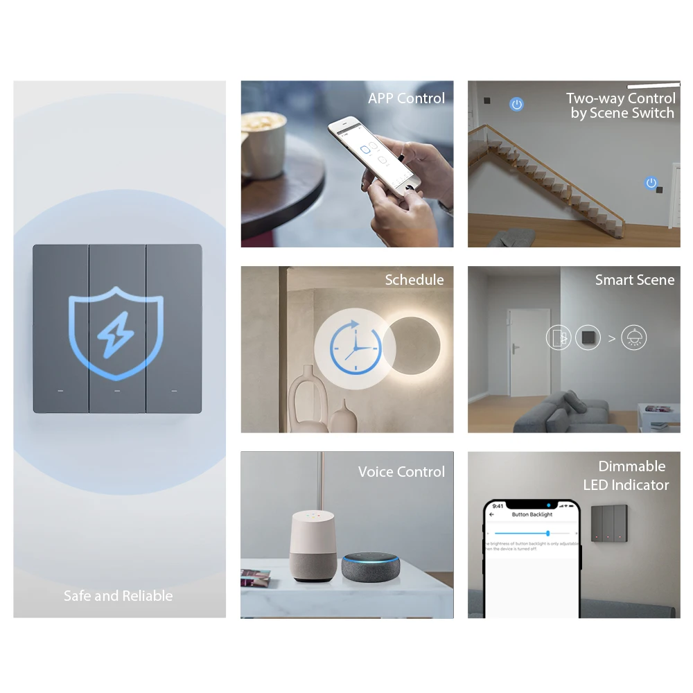 SONOFF M5 SwitchMan Smart Wall Switch 80/86 Type Push Button Switch 1/2/3 Gang Switch Frame Remote Control for Alexa Google Home