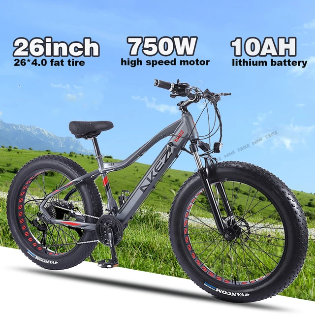 Bicicleta Eléctrica todoterreno para adultos, bici con Motor de cubo  potente, batería de litio extraíble, freno de disco, 48V, 10Ah, 750W -  AliExpress