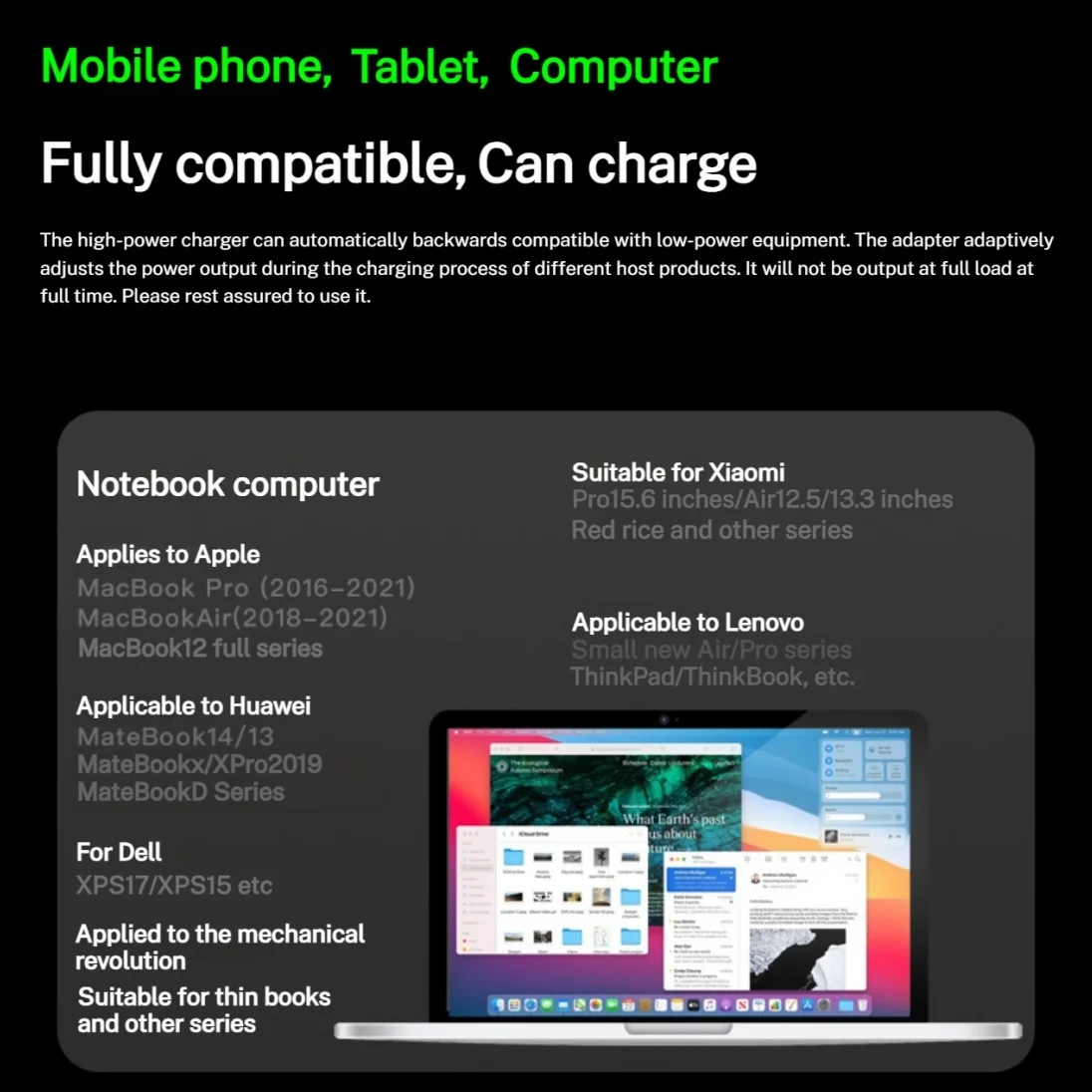 MacBook Pro 16 15 14 A1708 A1706 A1989 A2159 A2289 A2251 iPad Pro Iphone 15 용 140W USB-C PD 초고속 충전기 노트북 어댑터