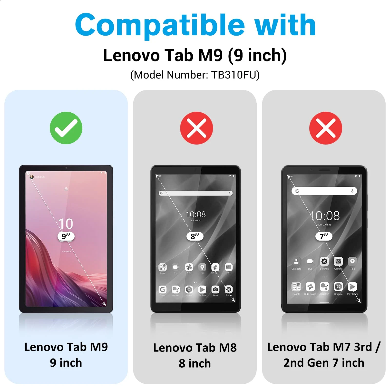 Screen Protector for Lenovo Tab M9 9" 2023 HD Tempered Glass Film for Lenovo Tab M9 TB310FU 9 inch Anti-scratch Anti-bubble 2