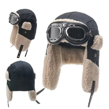 Pilot Hat With Goggles For Winter Skiing Beanie With Ear Protection 1
