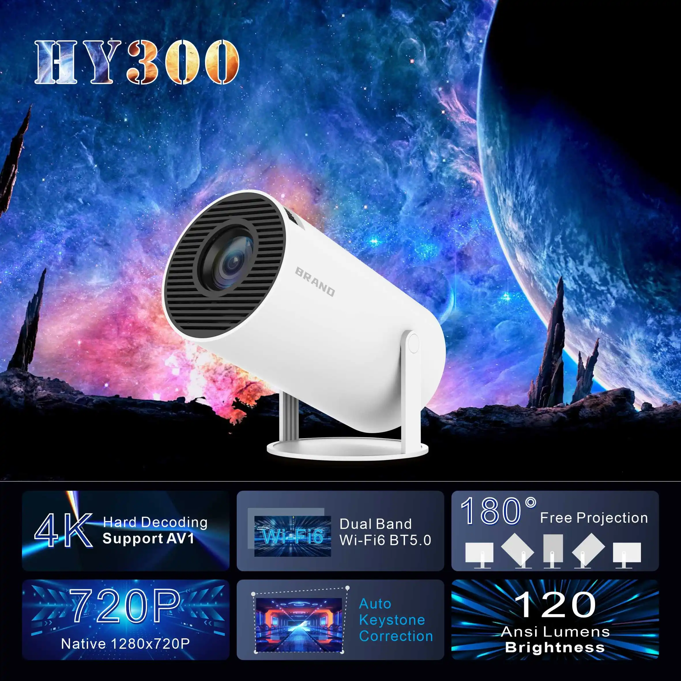4K WiFi HD Overseas Android 11 Version 5G Bluetooth Portable Home Mini Projector