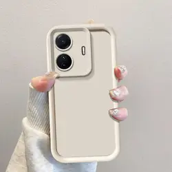 Shockproof Matte Back Cover with Skin Feel Finish for Vivo iQOO Z6 44W (Tyjt white)
