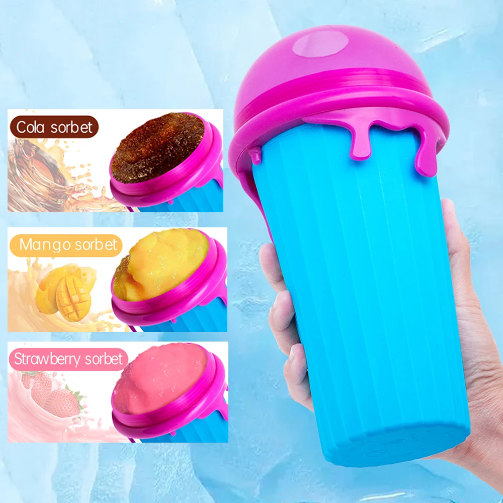 Ice Maker Cup 500ML Smoothies Cup DIY Ice Cream Quick Frozen Silicone  Squeeze Cup Cooling Milkshake Ice Cream Slushy Maker Cup